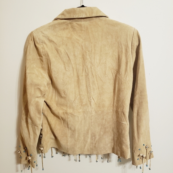 Victor Costa Tan Suede Jacket With Petals..XS.NWT - Picture 3 of 4